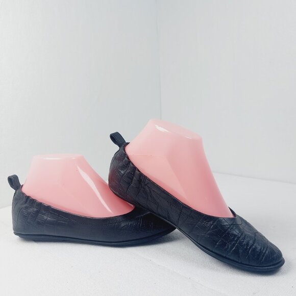 Fitflop Women's Black Allegro Leather Croco Ballet Pump Flats Size US 6.5 - Picture 3 of 12